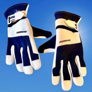 Gordini Gloves Navy Blue & White Leather Ski Snowboard Womens Medium